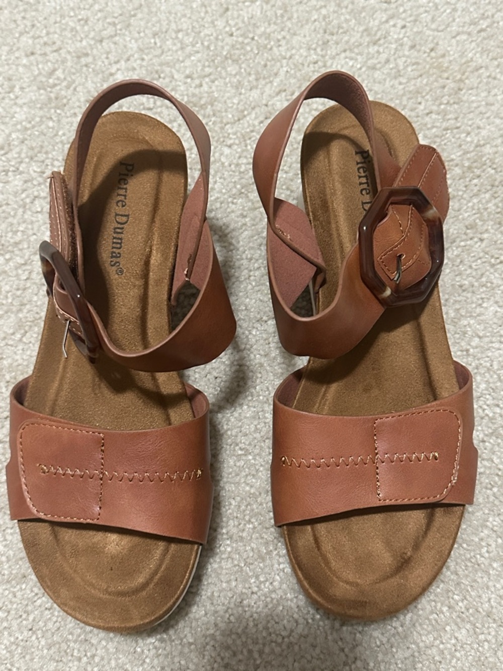 Pierre Dumas Women's Tan-Brown Buckle Slingback Sandals